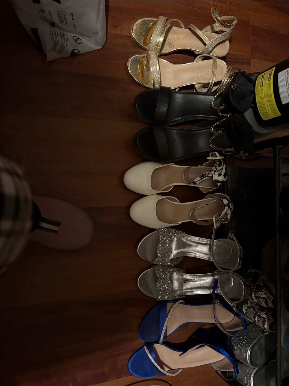 Metallic Gold Strappy Heeled Sandals - Women lot of 6 pairs of heels